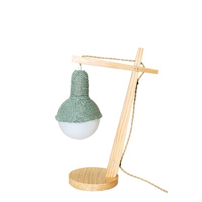 Lampe de bureau ou de chevet en bois avec abat-jour en laine TOILINUX