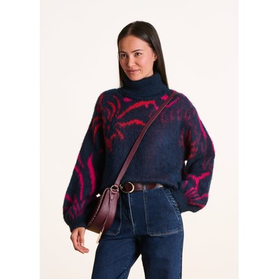 Pull en jacquard manches longues col roulé LA FEE MARABOUTEE
