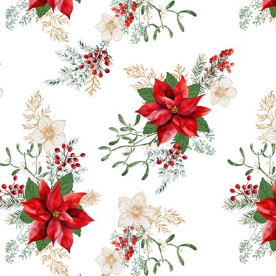 Nappe Toile cirée au mètre Noel fleuri DOUCEUR D'INTÉRIEUR