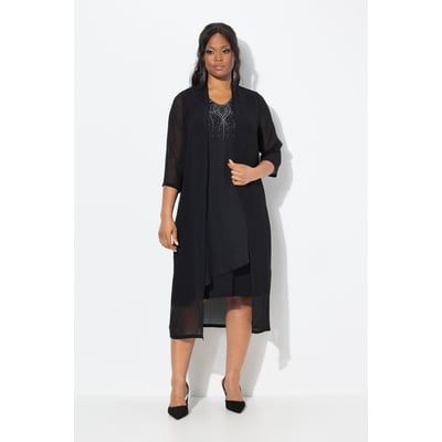 Veste longue en mousseline. Col châle et ULLA POPKEN
