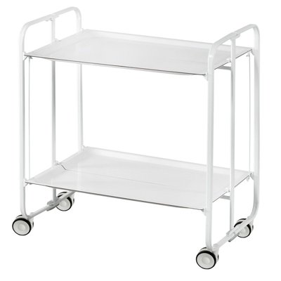 Table roulante pliante  BAUHAUS châssis blanc, 2 plateaux DON HIERRO