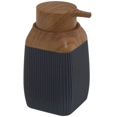 Distributeur de savon acrylique gris et bois 300ml WADIGA