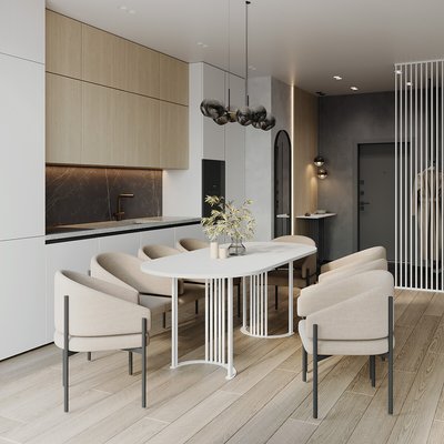 Стол овальный обеденный с металлическим подстольем на 8 персон SO'HOME