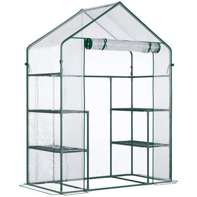 Serre de jardin 6 étagères acier thermolaqué PVC transparent vert OUTSUNNY