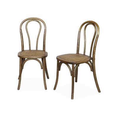 Chaise vintage bois et rotin (lot de 2) BASTILLE SWEEEK