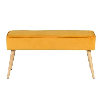 Banc en velours jaune et pieds bois naturel Popy ZAGO