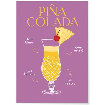 Affiche Cocktail Piña Colada 2 L'AFFICHERIE