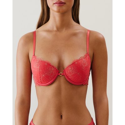 Soutien-gorge ampliforme en mesh brodé fleuri rose LINDAIZ PRALIN UNDIZ