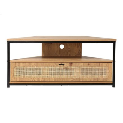 Meuble TV d'Angle 1 Porte avec Cannage Rotin L100 cm - JAYA CALICOSY