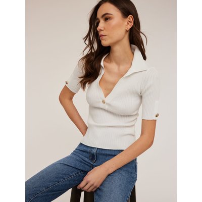 Polo en maille de viscose mélangée à côtes MOTIVI
