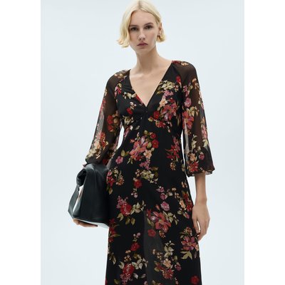 Robe florale manches bouffantes MANGO