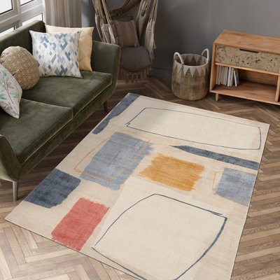 Tapis salon et chambre fait à la main en laine motif abstrait PAPYA UN AMOUR DE TAPIS