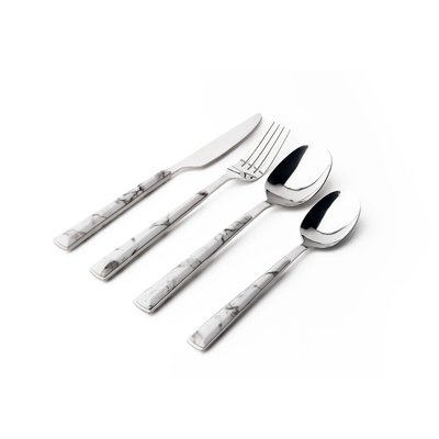 16-Piece Marble Effect Stainless Steel Cutlery Set SO'HOME