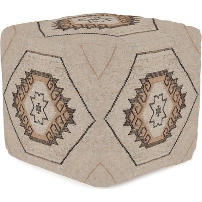 Pouf kilim naturel en jute et coton tissé main RECOLLECTION