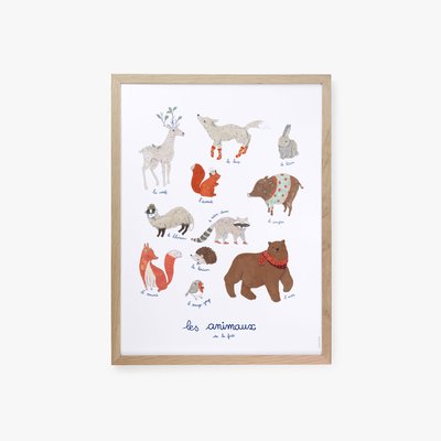 Dans la forêt, affiche, cadre chêne. 30x40cm COTTON BIRD