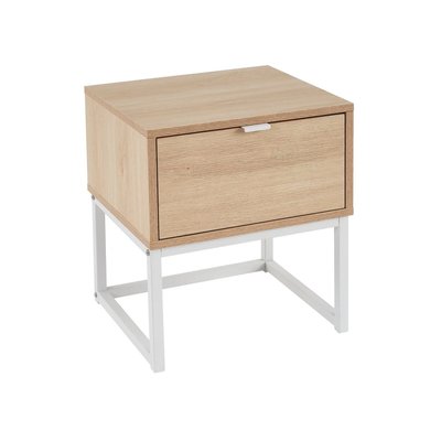 Table de chevet en bois et métal blanc 1 tiroir - 40x35x47cm WADIGA