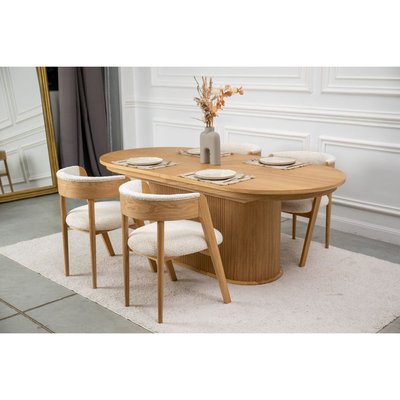 Ensemble table à manger extensible, 6 chaises en placage, MALMOUSQUE BOBOCHIC