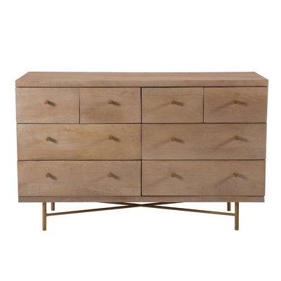 Commode 8 tiroirs en bois de manguier et pieds en métal - BRAN MAISON PAVANE