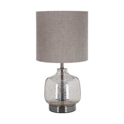 Champagne Finish Glass on Metallic Base with Grey Shade Table Lamp SO'HOME