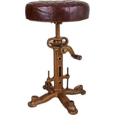 tabouret industriel métal et cuir  esprit atelier vintage RECOLLECTION