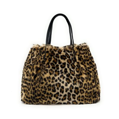 Sac cabas en cuir et poils synthétiques OKOYE OH MY BAG
