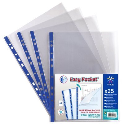 Lot de 50 pochettes perforées transparentes de qualité supérieure A4 VIQUEL