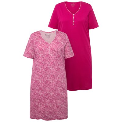 T-shirts de nuit, lot de 2, liseré fantaisie ULLA POPKEN