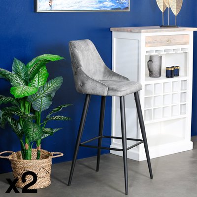Chaise de bar velours vert kaki (lot de 2) MALMOE PIER IMPORT