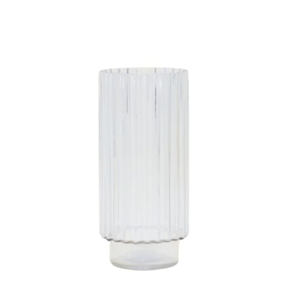 Vase en verre épais strié style moderne, H25cm ORNAMI