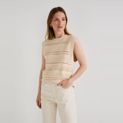 Pull sans manches ajouré en coton MONOPRIX