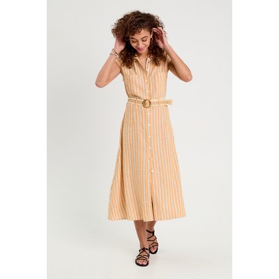 Robe chemise midi contenant du lin CACHE CACHE
