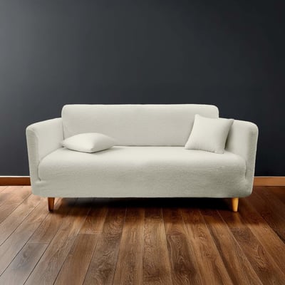 Housse De Canapé Extensible En Bouclette Polyester Coloris Blanc DECORATIE