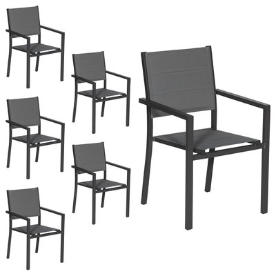 Chaises rembourrées en aluminium, lot de 6 HAPPY GARDEN
