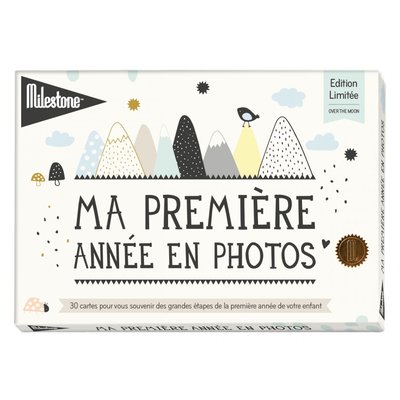 Cartes photos souvenirs Ma première année Over the moon MILESTONE