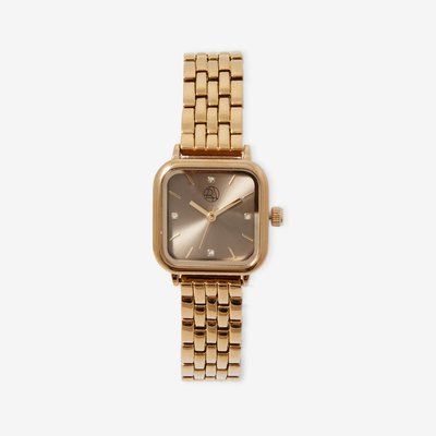 Montre cadran carré marron bracelet maille doré BALABOOSTE