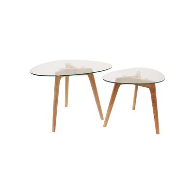 Tables gigognes galets plateaux en verre trempé (Lot de 2) CMP