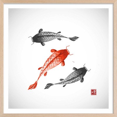 Affiche dessin carpes koï HEXOA
