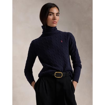 Jersey de cuello vuelto, punto trenzado, 90% lana, 10% cachemira POLO RALPH LAUREN