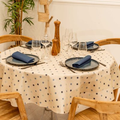 Nappe ronde enduite à pois SUD ETOFFE