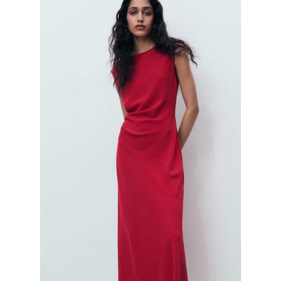 Robe midi froncée MANGO