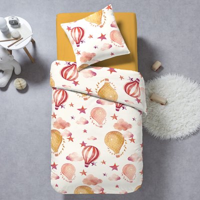 Parure housse de couette enfant + taie coton, Voyage Moutarde C DESIGN HOME TEXTILE