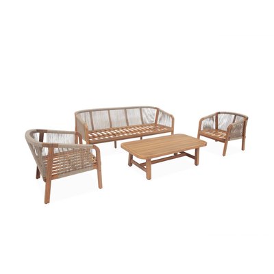 Salon de jardin bois d'acacia et cordes 5 places PARANA SWEEEK