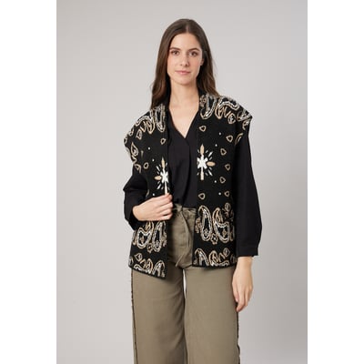Gilet ample sans manches femme maille jacquard esprit bandana MIRELLA DEELUXE