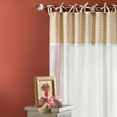 Rideau en Voile de Coton avec Parement Imprimé HOME MAISON