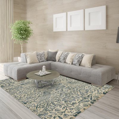Tapis salon et chambre fait à la main en laine motif floral STRAWBER UN AMOUR DE TAPIS