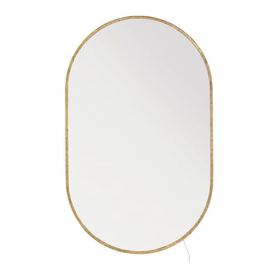 Miroir ovale avec LED, métal fnition laiton 66x105 BLANC D’IVOIRE