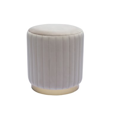 Pouf rond en velours taupe et métal doré D40 cm DONA MILIBOO