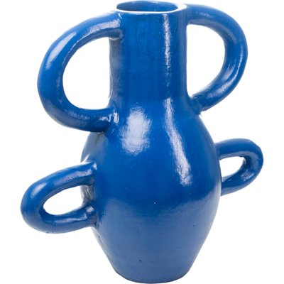 Vase décoratif en céramique  cobalt à anses sculpturales RECOLLECTION