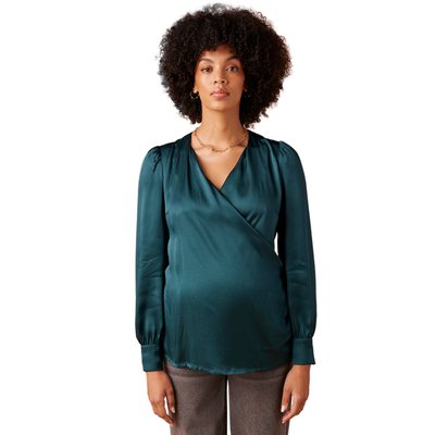 Blouse cache-coeur de grossesse effet satiné ENVIE DE FRAISE