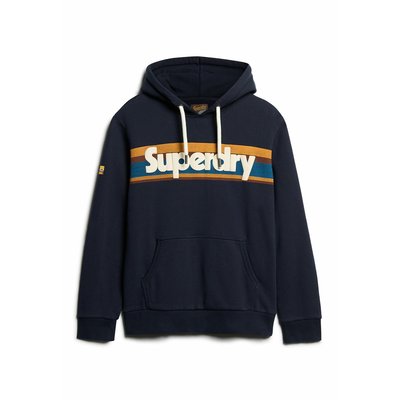 Sweat à capuche rayé à logo rétro SUPERDRY